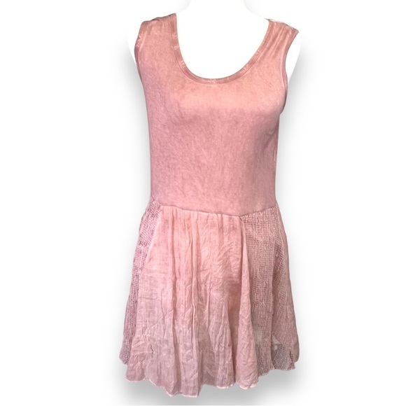 VASNA Lace Shift Dress Sm Boho Lagenlook Layered Flowy Mesh Pink Blue Floral - Picture 3 of 17